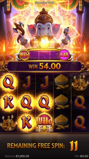 Ganesha Gold: multiplicador x18 ativado